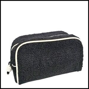 Bluemercury Sherpa Makeup Bag Cosmetic Travel Case Toiletry Organizer Black Whit